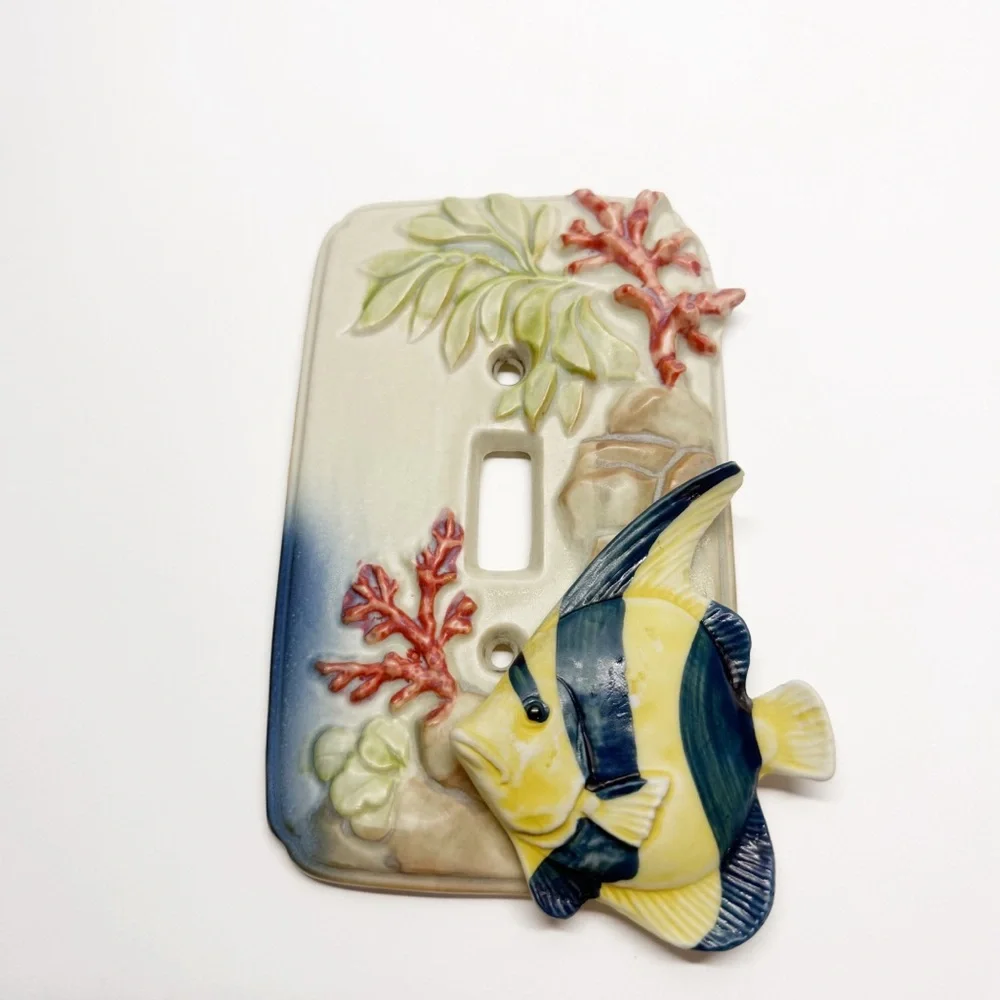 Vintage Ceramic Angel Fish Light Switch Plate